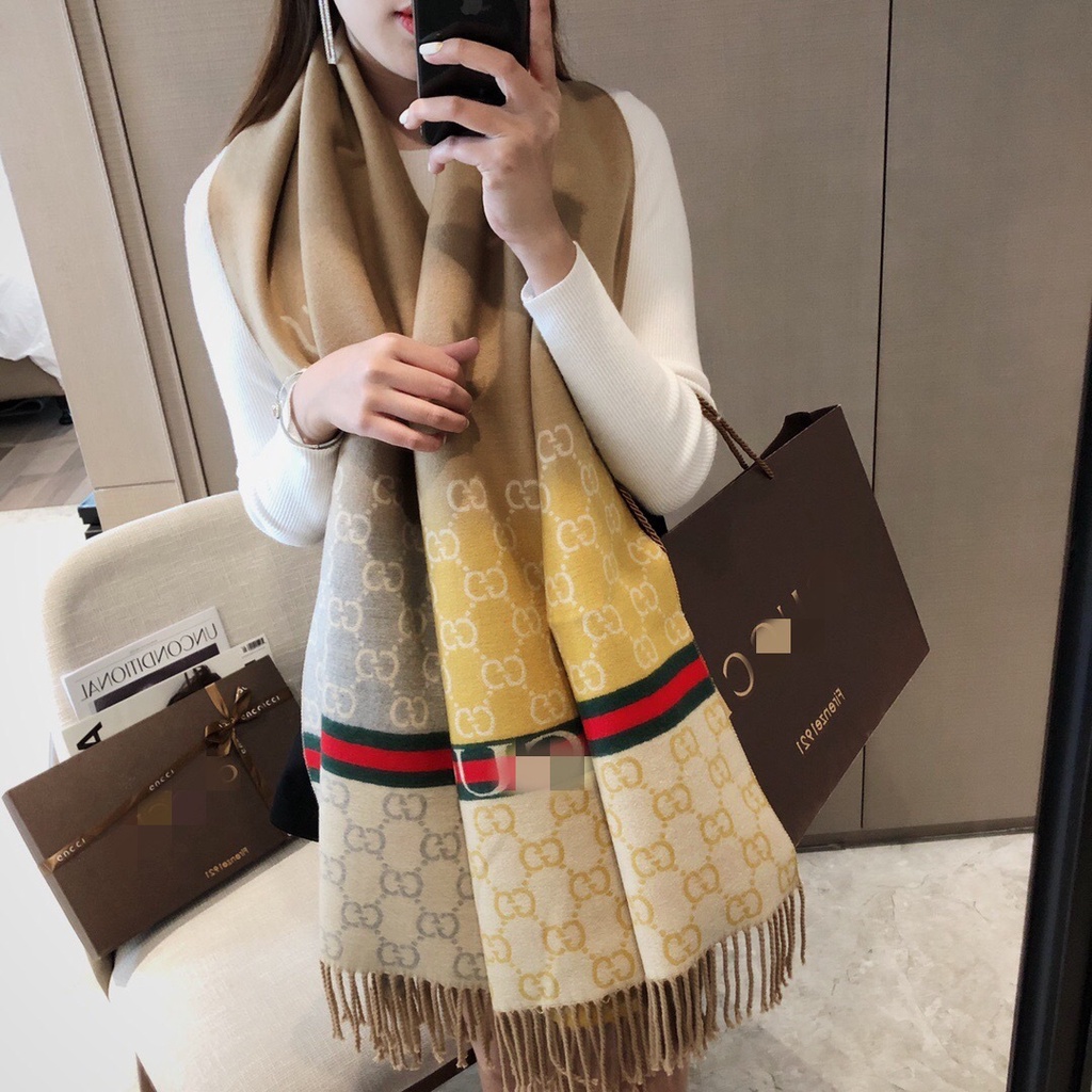 Khăn Choàng Cổ Cashmere Dài Hai Mặt Giữ Ấm Phong Cách Hàn Quốc Độc Đáo Dễ Phối Đồ Cho Nữ