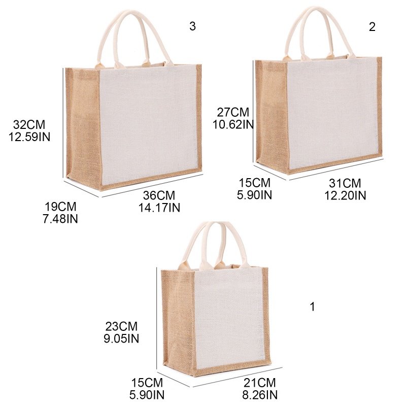 Seng Túi Tote Bằng Vải Sợi Đay Trơn Có Tay Cầm Có Thể Tái Sử Dụng Thêu Họa Tiết Nghệ Thuật Thủ