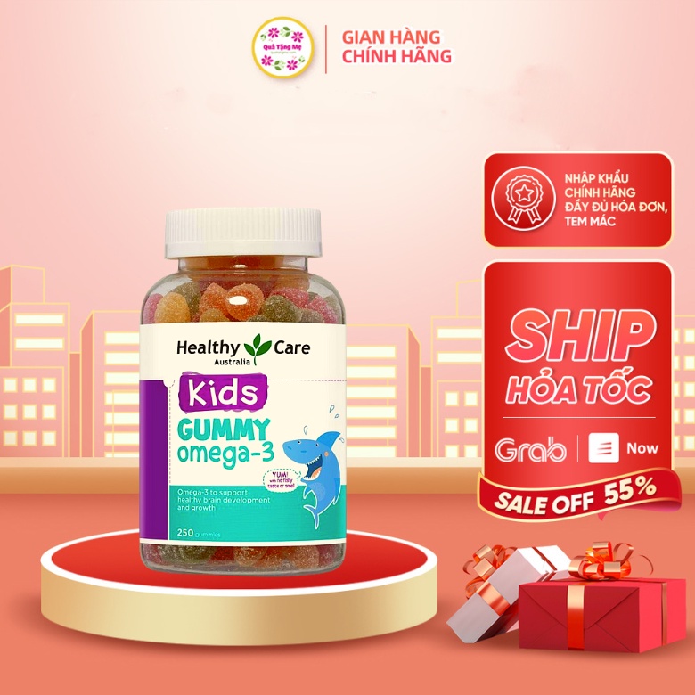 Kẹo dẻo bổ mắt Healthy Care Kids Gummy Omega 3 phát triển trí não cho trẻ từ 2 tuổi 250 viên quatangme