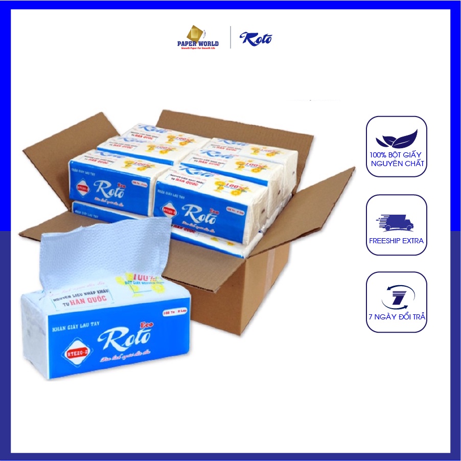 [Combo20] Khăn giấy rút lau tay đa năng 2 lớp 102 tờ ROTO ECO | Thế Giới Giấy | RTE20-2