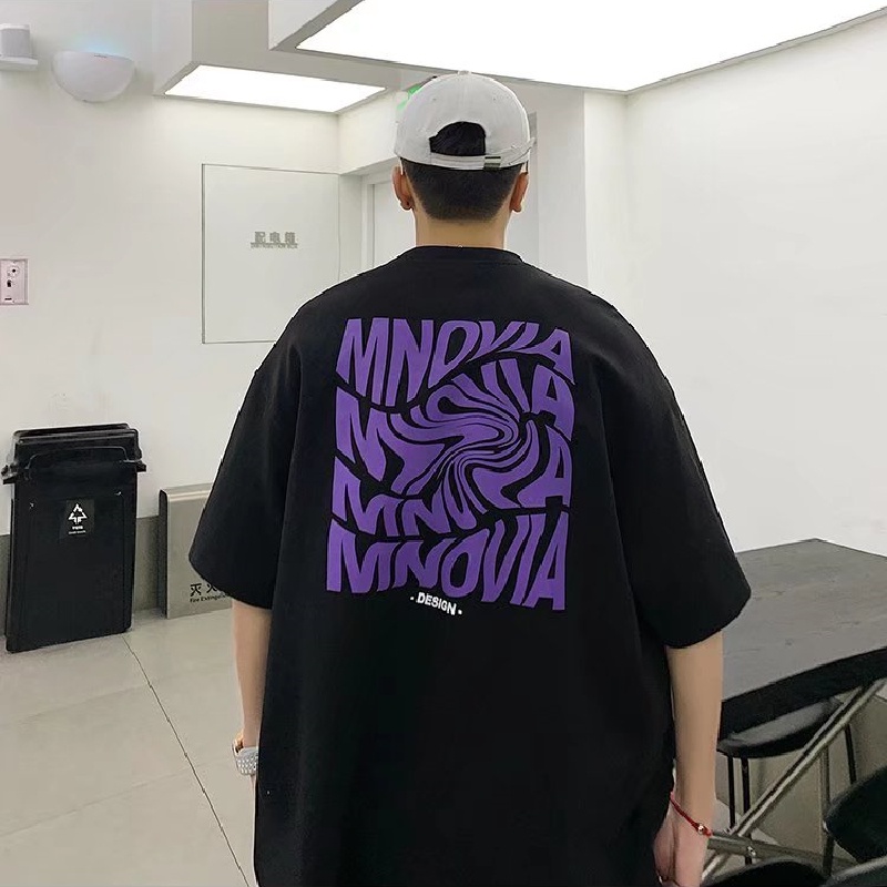 Áo Thun Tay Ngắn Dáng Rộng In Chữ Phong Cách Nhật Bản Thời Trang Mùa Hè Cho Nam Size M-5XL