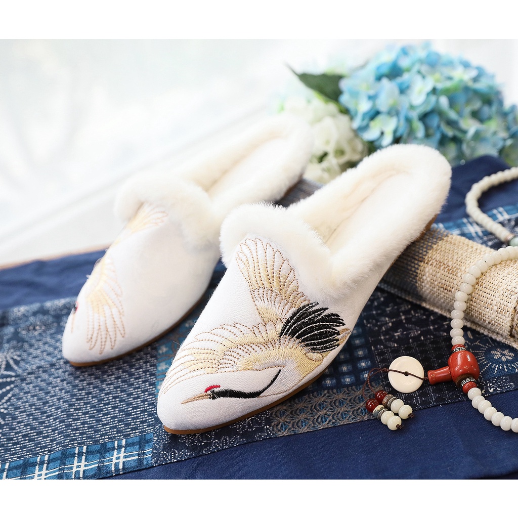 Dép bít mũi MS ISS754 cotton thêu họa tiết nhiều kiểu tùy chọn phong cách Trung Hoa cổ điển thời trang dành cho nữ