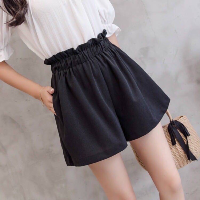 Quần short nữ Ulzzang bigsize cạp cao ống rộng chất tuyết mưa cao cấp thoáng mát sang chảnh dễ phối đồ