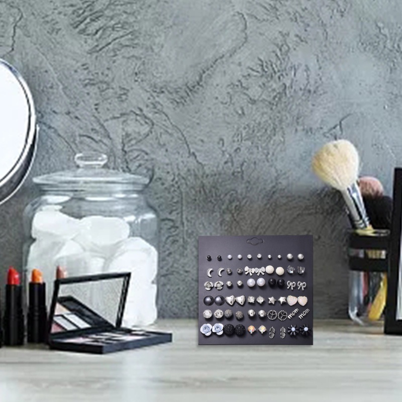 Set 30 Đôi Bông Tai Hình Trái Tim / Mặt Trăng / Trái Tim Nhiều Màu