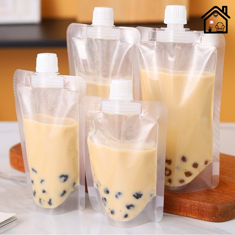 Reusable Reusable Clear Plastic Beverage Bags with Sticker or Funnel