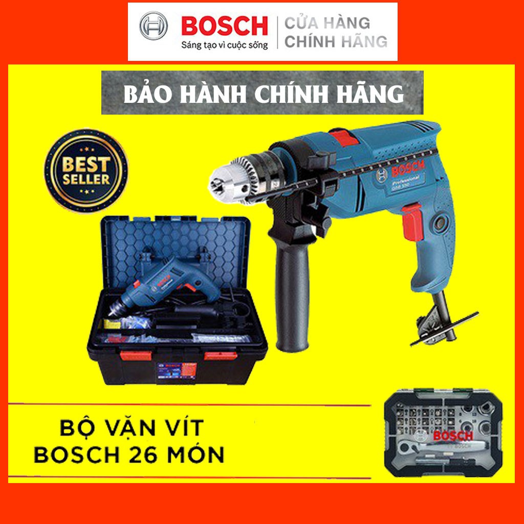 [CHÍNH HÃNG] Combo Máy Khoan Động Lực Bosch GSB 550 FREEDOM SET 100 Chi Tiết + Bộ Vặn Vít Bosch 26 Món, Giá Đại Lý Cấp 1