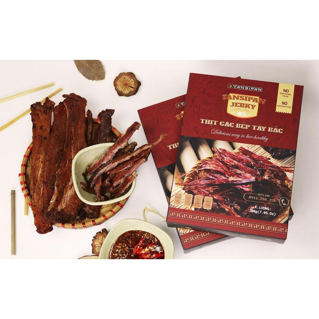 Thịt Lợn Gác Bếp Tây Bắc Fansipan Hộp 200g Tặng Kèm 2 Gói Chẩm Chéo