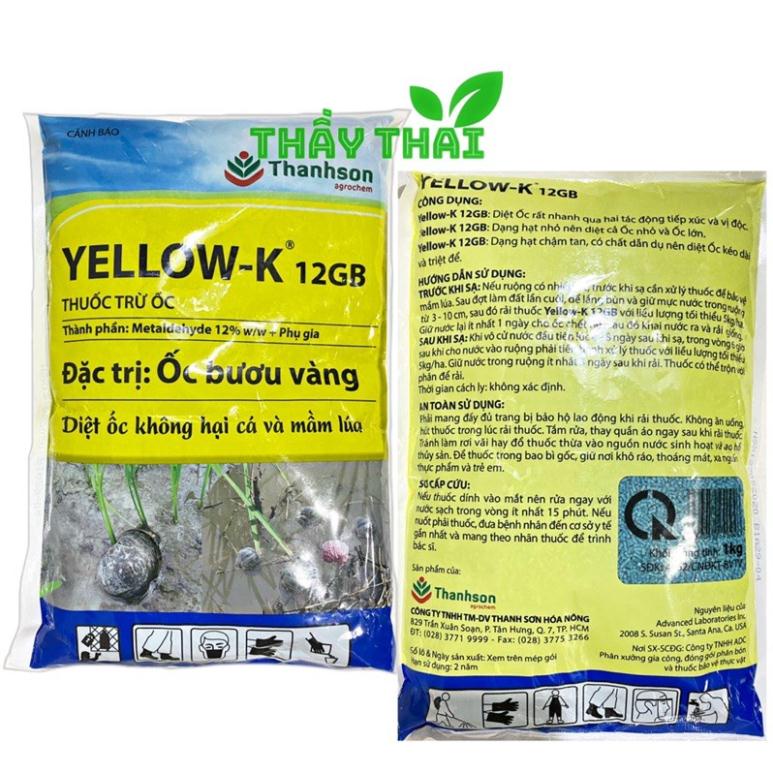 Yellow-K 12GB [ĐẶC TRỊ ỐC BƯƠU VÀNG] Thuốc trừ ốc bươu vàng, ốc sên, ốc ma cắn phá lúa, ăn lá cây trồng, hoa kiểng