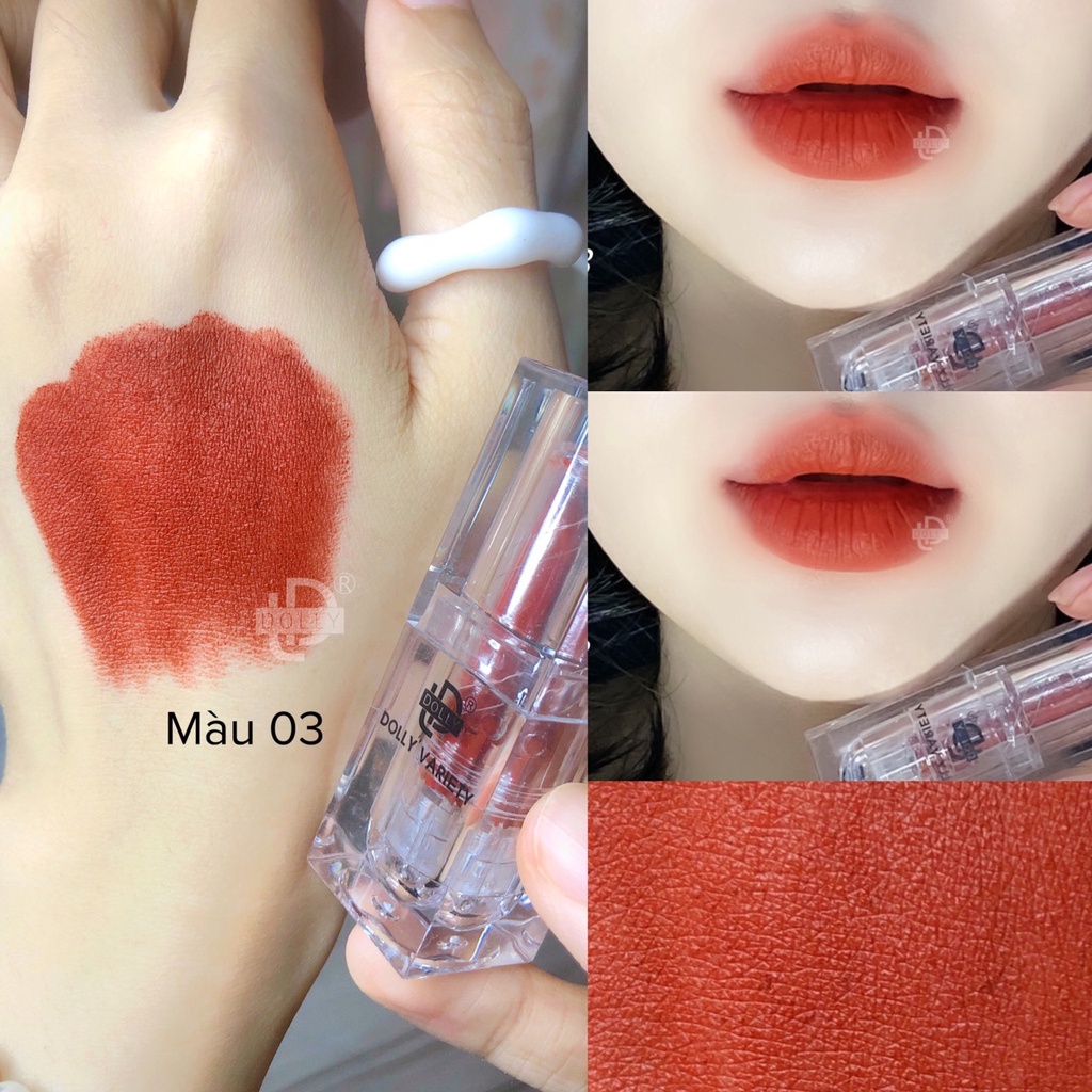 Son THỎI SÁP DOLLY dòng kem lì siêu mềm mịn, không chì, không trôi MÀU Cam nâu đất