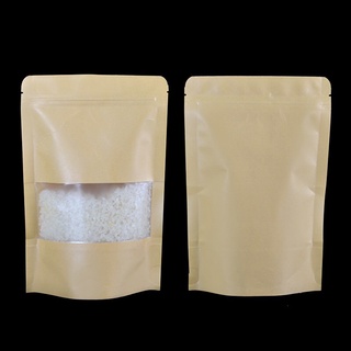 Túi zipper giấy kraft 15x22+4cm đáy đứng có cửa sổ - chống thấm, cực bền _aly