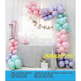 Set bóng sinh nhật kèm bóng pastel