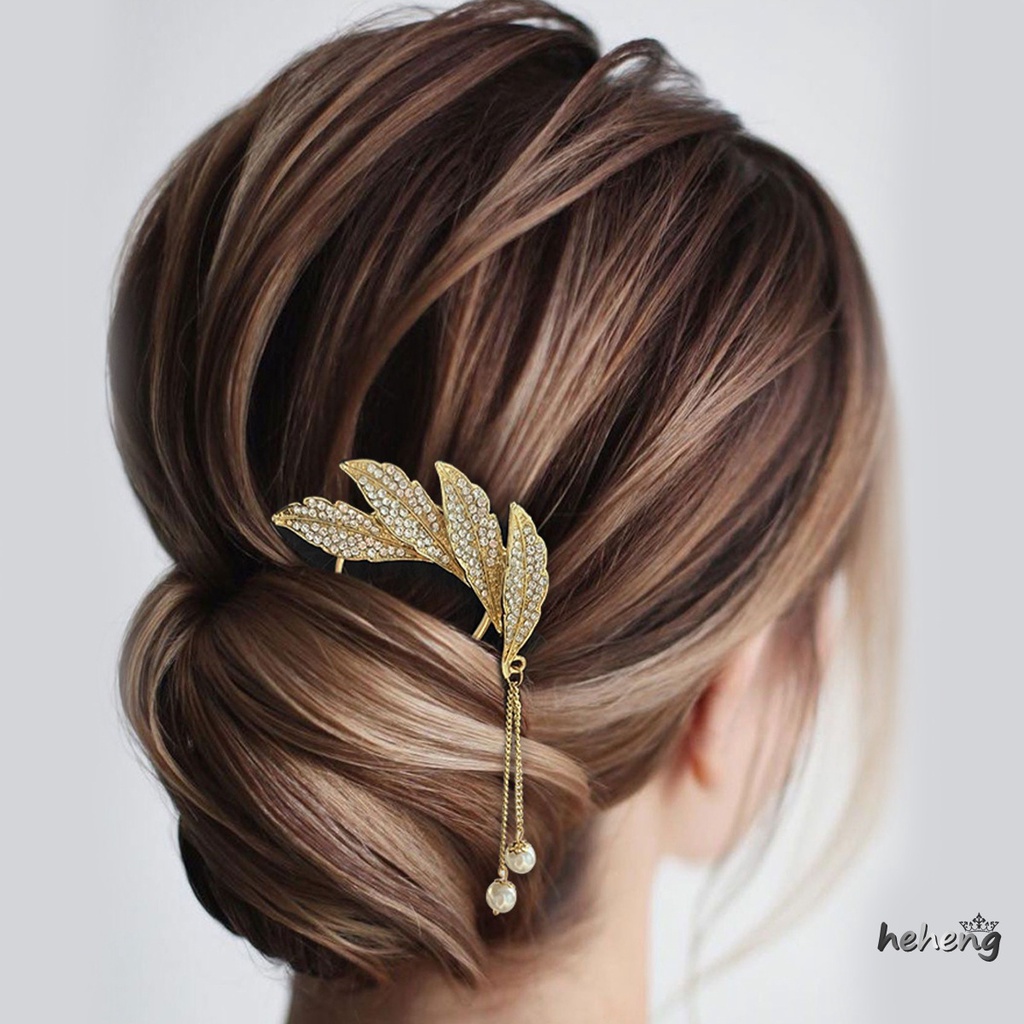 Trâm Cài Tóc Chữ U Hình Chiếc Lá Bằng Hợp Kim