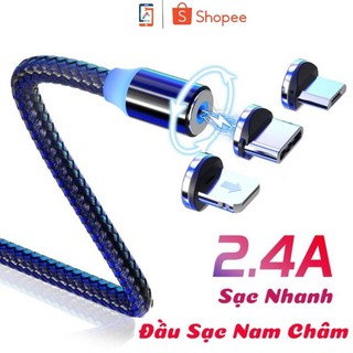 Cáp sạc nam châm từ tính cao cấp Hapo, 3 cổng sạc,kết nối từ tính, bền bỉ, chịu lực tốt,chống thắt nút 1 dây 3 đầu sạc
