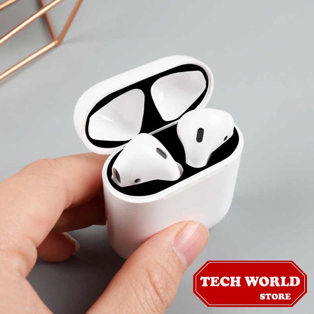 Miếng dán bảo vệ tai nghe kim loại mạ vàng siêu mỏng chống bụi cho phụ kiện tai nghe bluetooth inpods i12, Airpods 1, 2