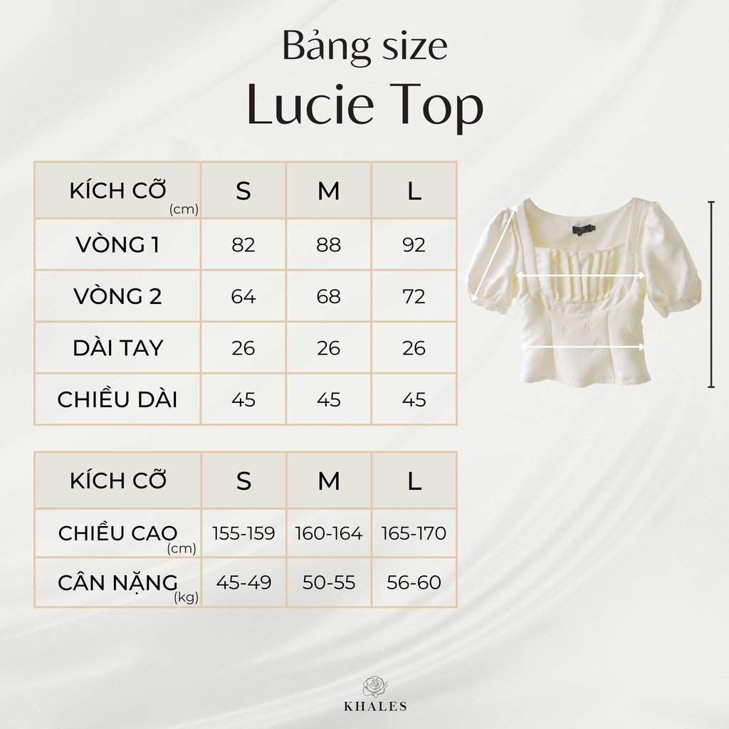 Áo KHALES Lucie cổ vuông tay bồng vải gấm