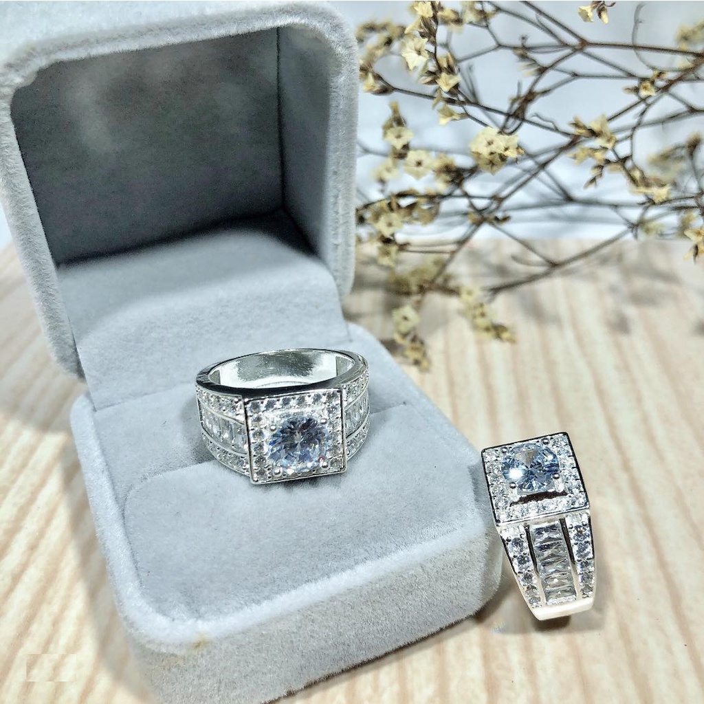 Nhẫn nam, nhẫn bạc nam đính đá, sang trọng ,sáng bóng
