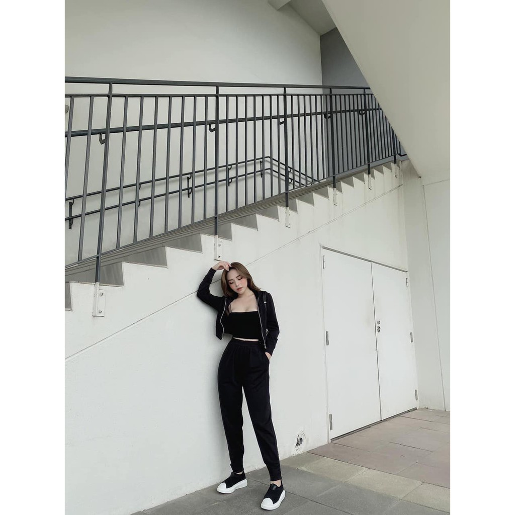 Bán sỉ bộ Umi nữ croptop có mũ cho nữ