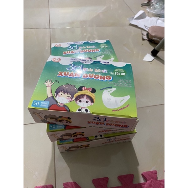 Hộp 50 khẩu trang 3d cho bé từ 3M đến 5 Tuổi