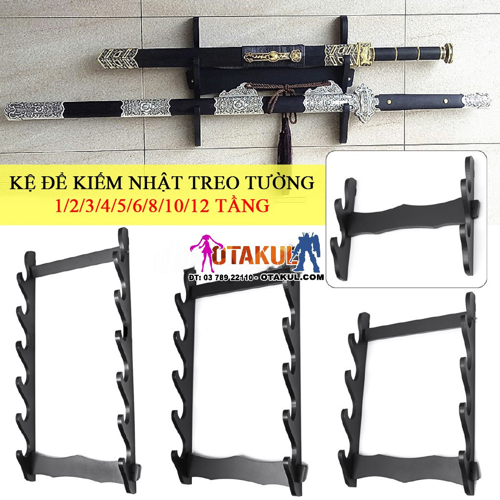 Giá Để Kiếm Gỗ Treo Tường 2 Tầng