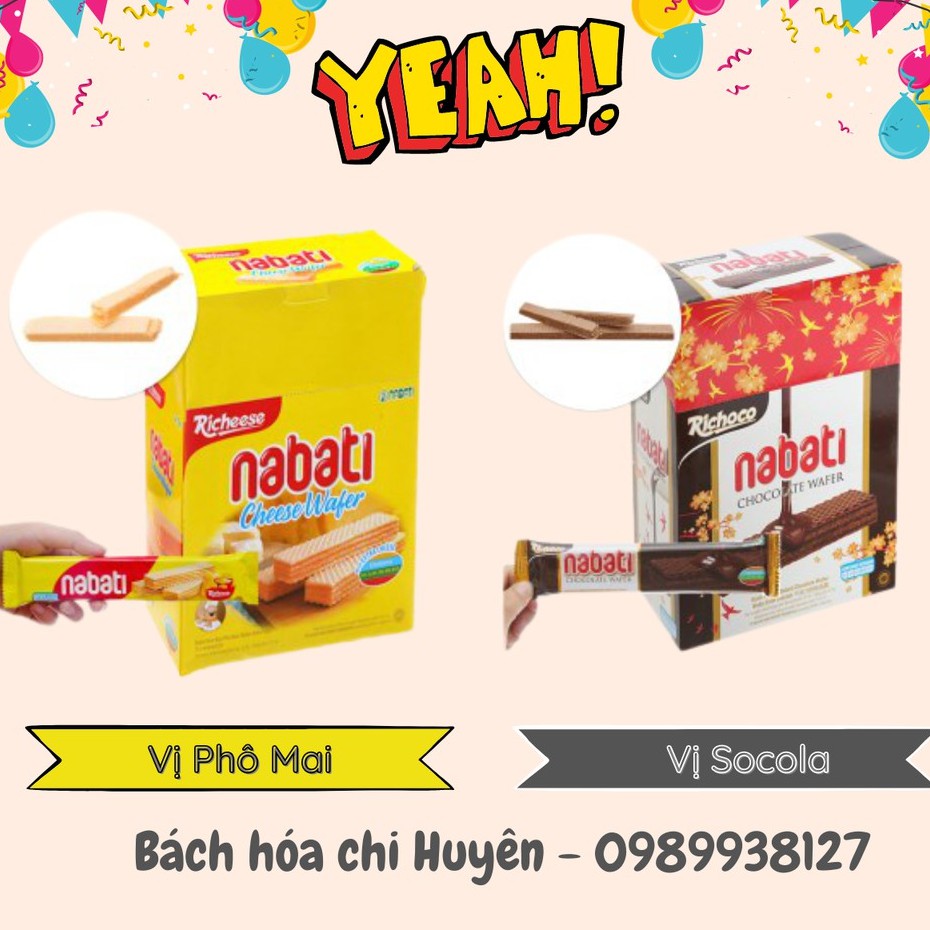 [HỘP LỚN 20 THANH ĐÔI] Bánh xốp nhân phô mai + socola Nabati 320g