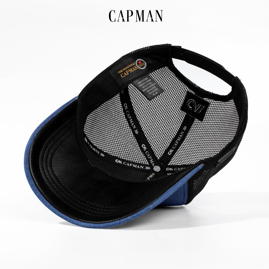 Mũ lưỡi trai CAPMAN chính hãng full box, nón kết nam thể thao vải kaki jean CM106 màu xanh