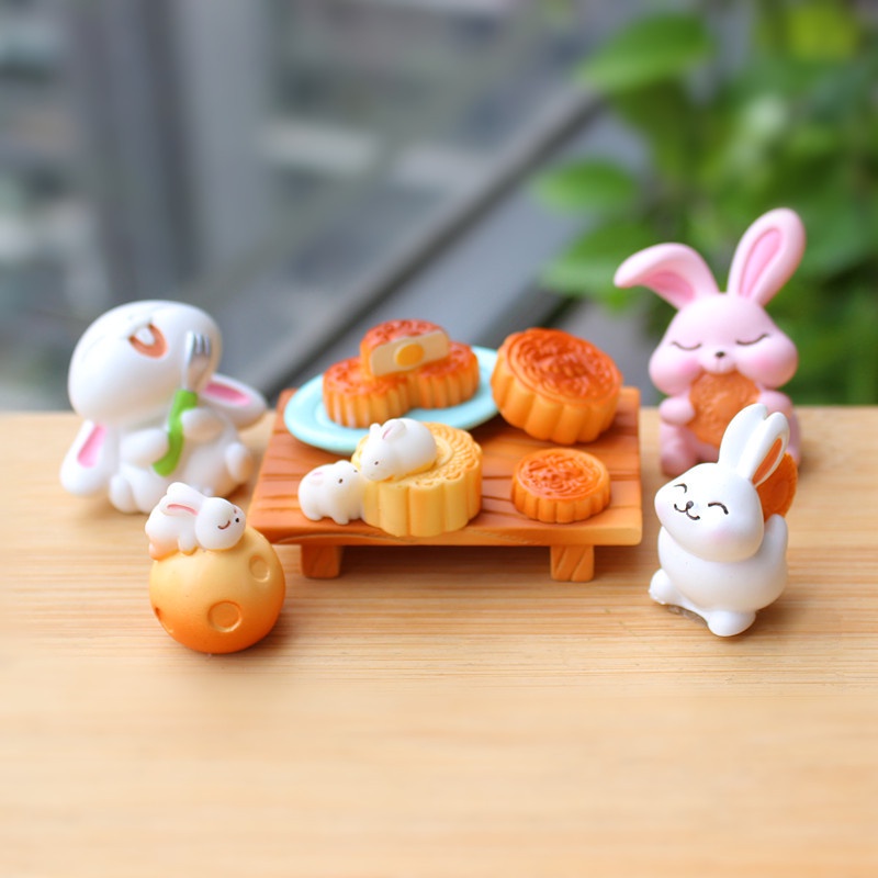 Mô Hình Thỏ Bánh Trung Thu Bằng Nhựa Resin Sáng Tạo Phong Cách Trung Quốc Truyền Thống Trung Quốc