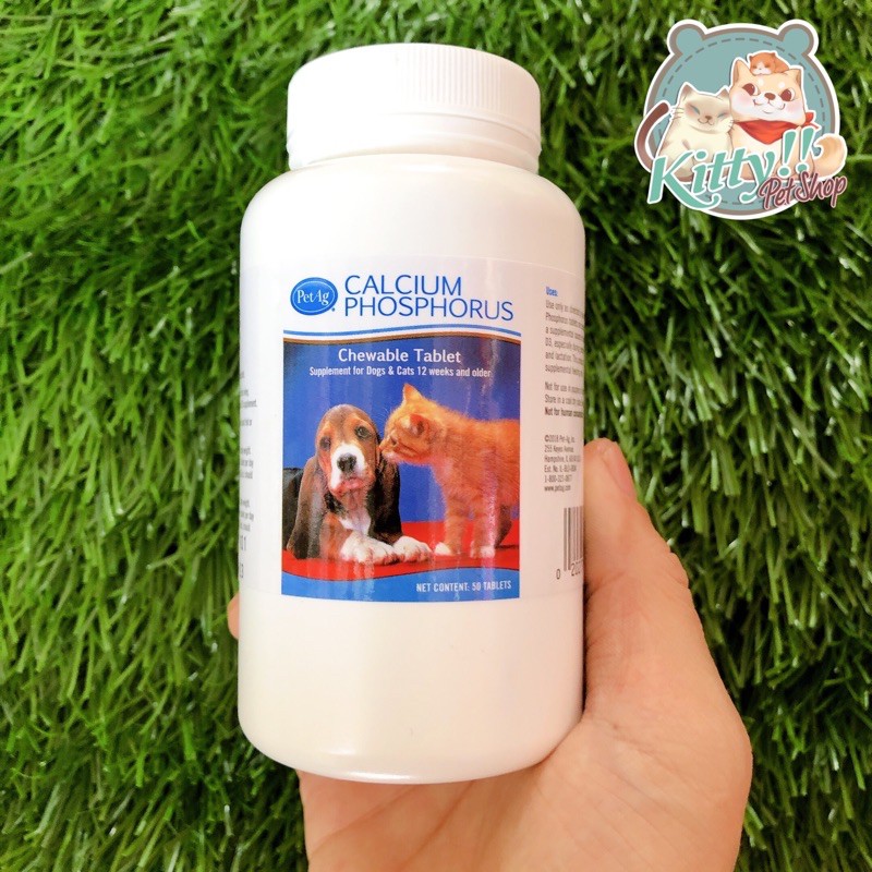 Hộp 50 viên Calcium Phosphorus Pet Ag bổ sung canxi, phốt pho dành cho chó mèo - canxi chó mèo - Kitty Pet Shop BMT