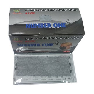Khẩu trang y tế 4 lớp than hoạt tính Number One ( hộp 50 cái )