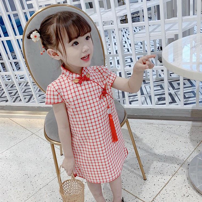 Đầm Bé Gái In Hoa Phong Cách Trung Quốc