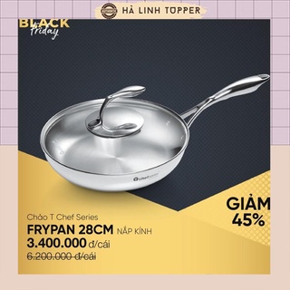 Chảo T Chef Series Frypan Nắp Kính Tupperware 28cm Cao Cấp mua một lần dùng trọn đời