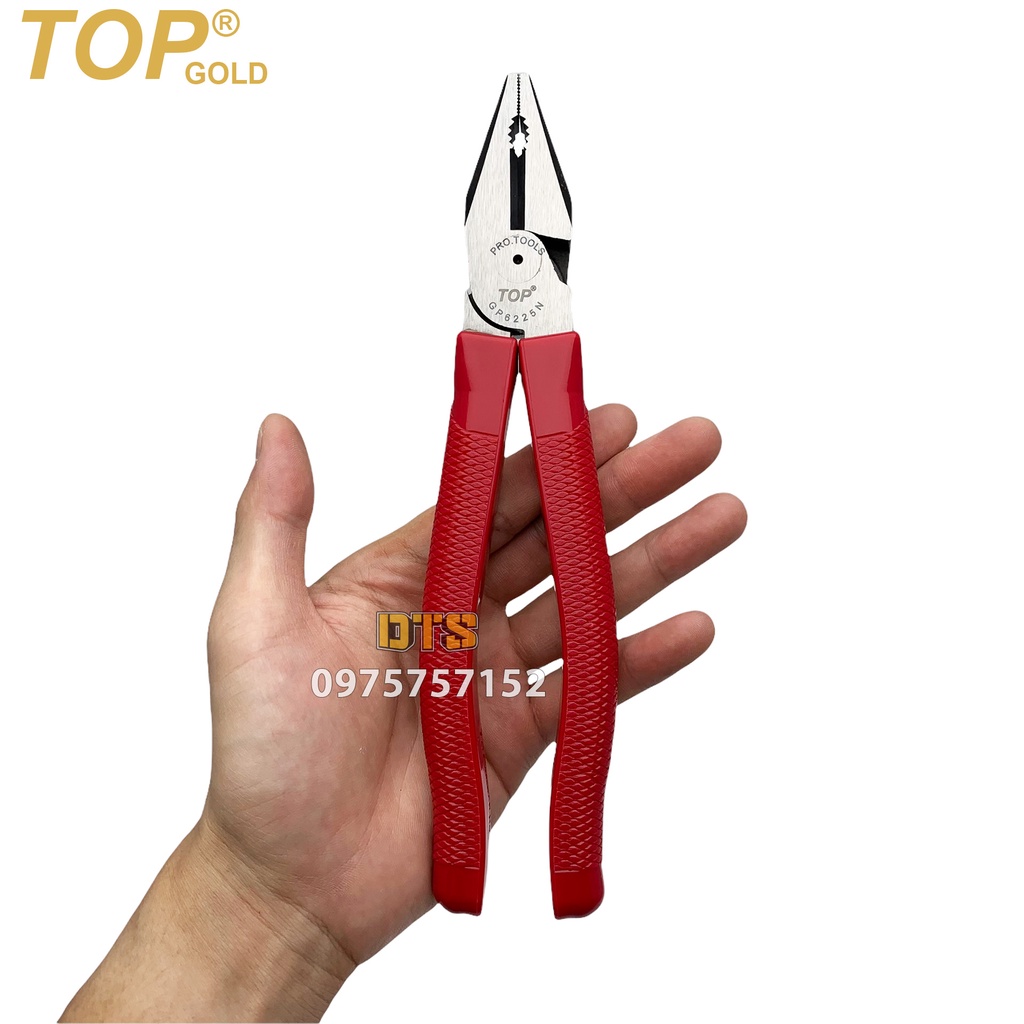 Kìm kết hợp trợ lực đa năng TOP GOLD 230mm, kềm điện răng thép CR-MO cao cấp tăng lực cắt thêm 40% (Kìm điện tổ hợp)