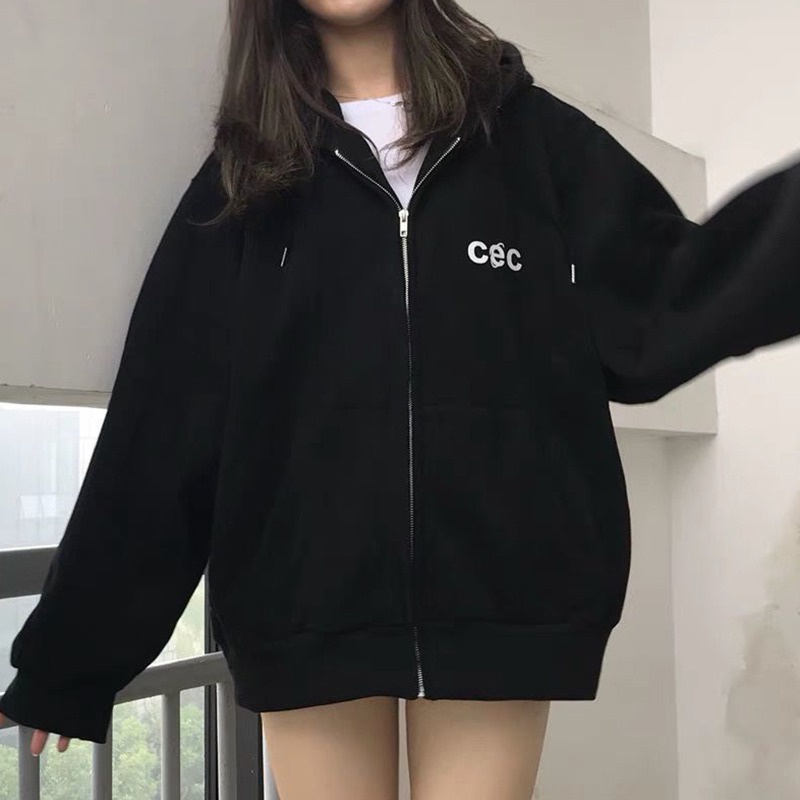 Áo khoác nữ tay dài có nón khóa kéo thời trang