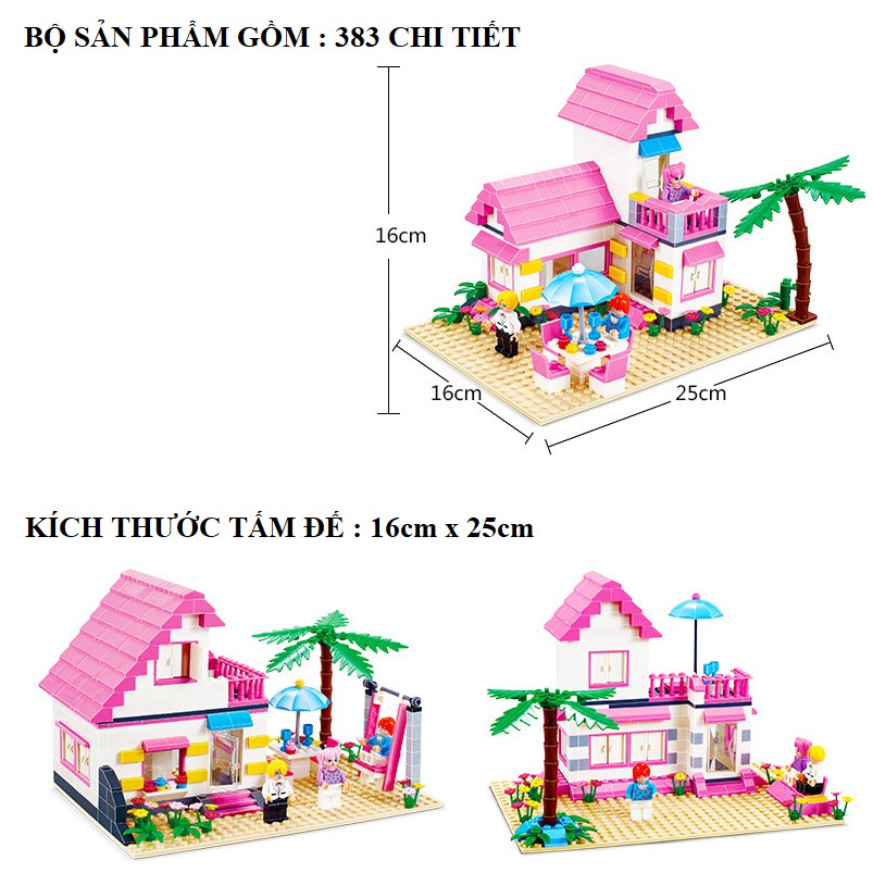 Đồ chơi lắp ghép lego mô hình ngôi nhà gồm 383 chi tiết cho trẻ em
