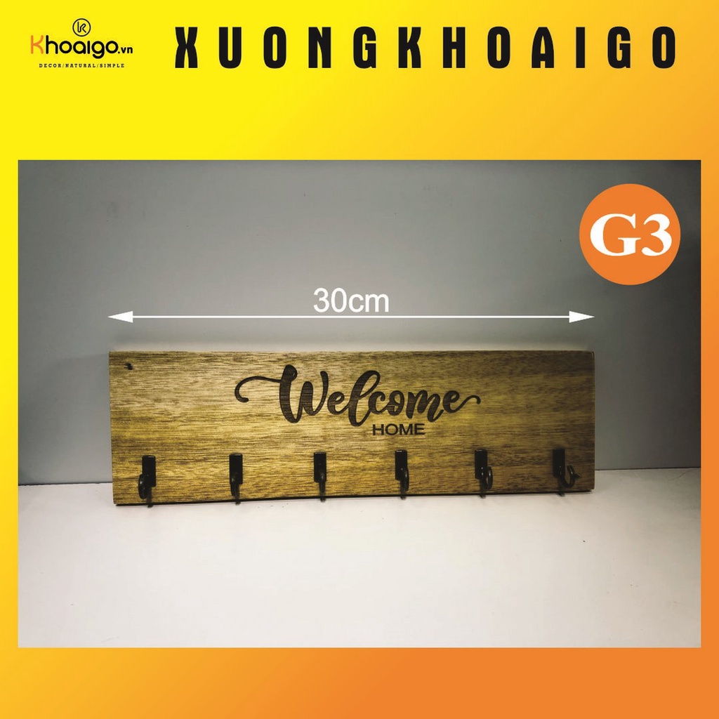 Bảng Treo Chìa Khóa Gỗ Tự Nhiên Decor, Móc Treo Chìa Khóa Gỗ