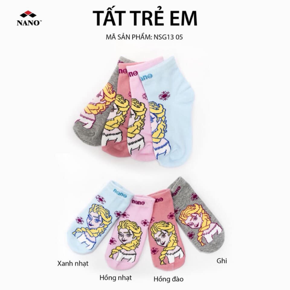 Tất Vớ Nano Cotton Bé Gái Dệt Elsa size 4-6 tuổi Thoáng Khí Thấm Hút Mồ Hôi Giao Màu Ngẫu Nhiên