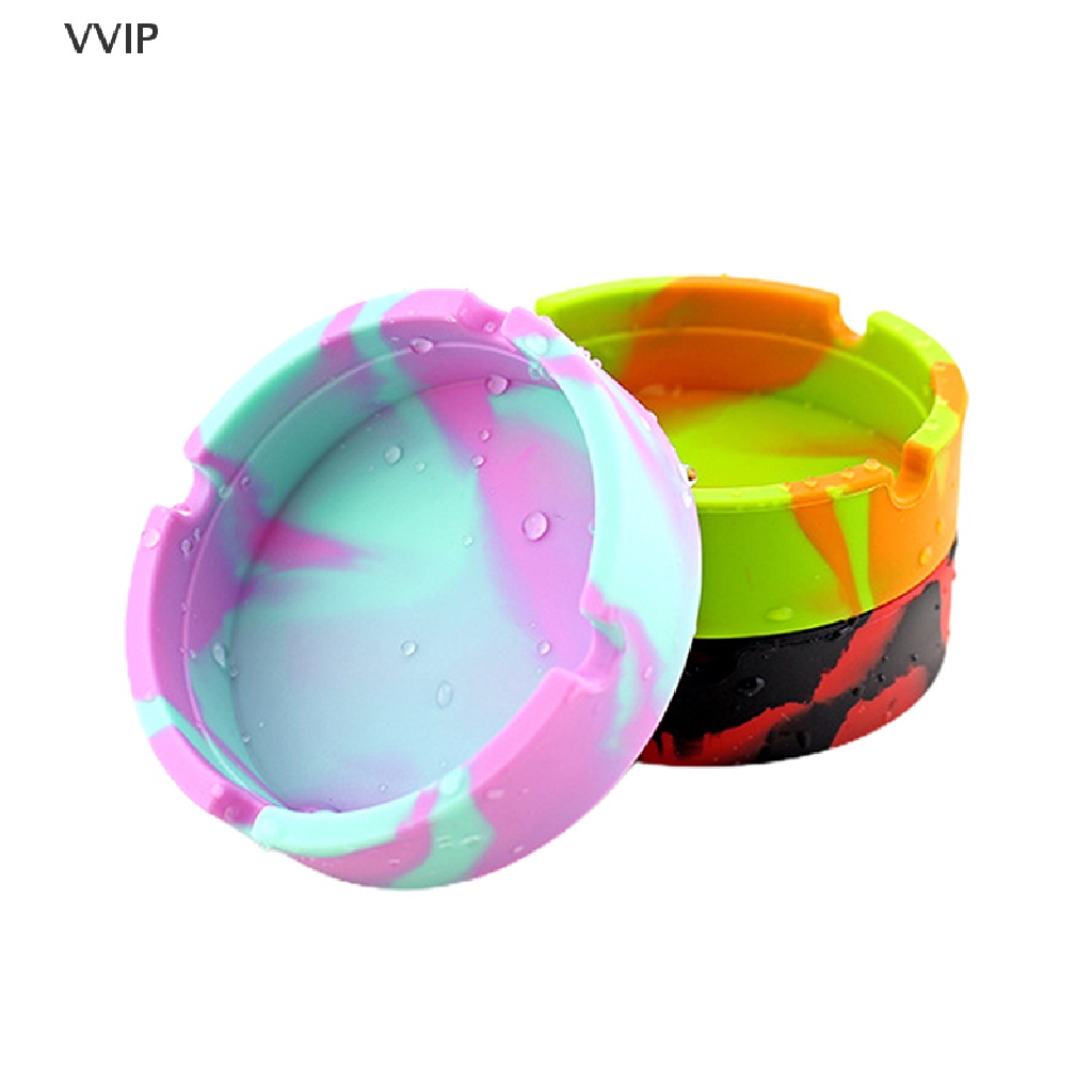 Vvvn Glowing In the Darkness Silicone Ashtray Portable Round Cigarette Ash Tray QDD