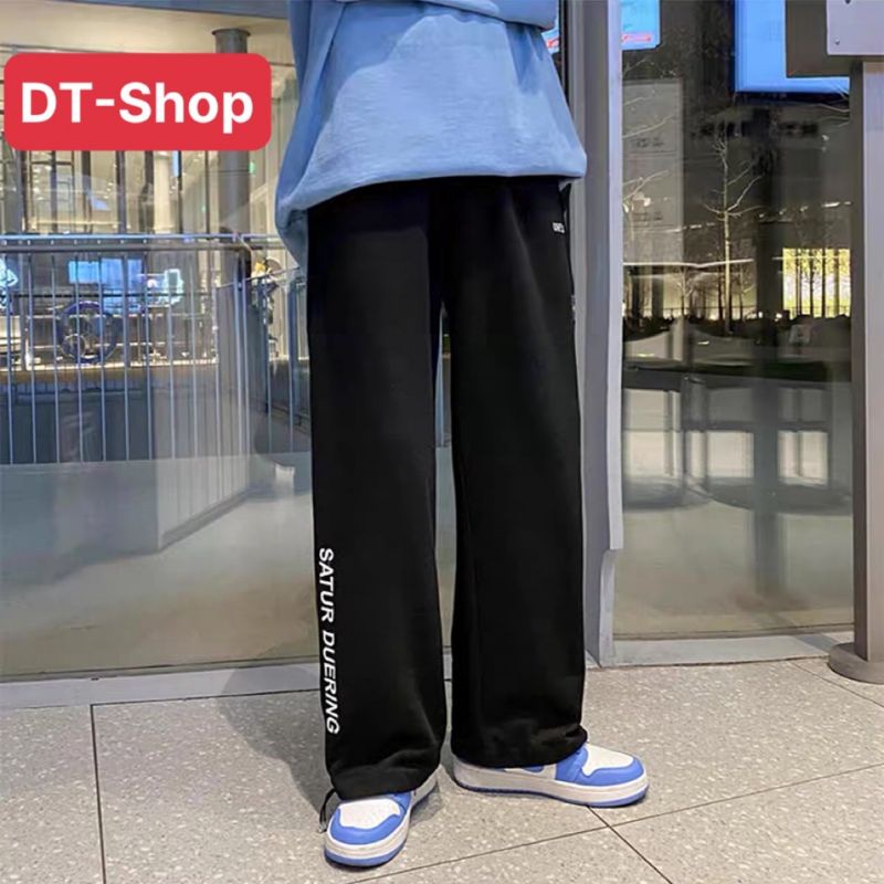 Quần ống xuông rộng nam nữ statur có dây rút gấu mặc 2 kiểu