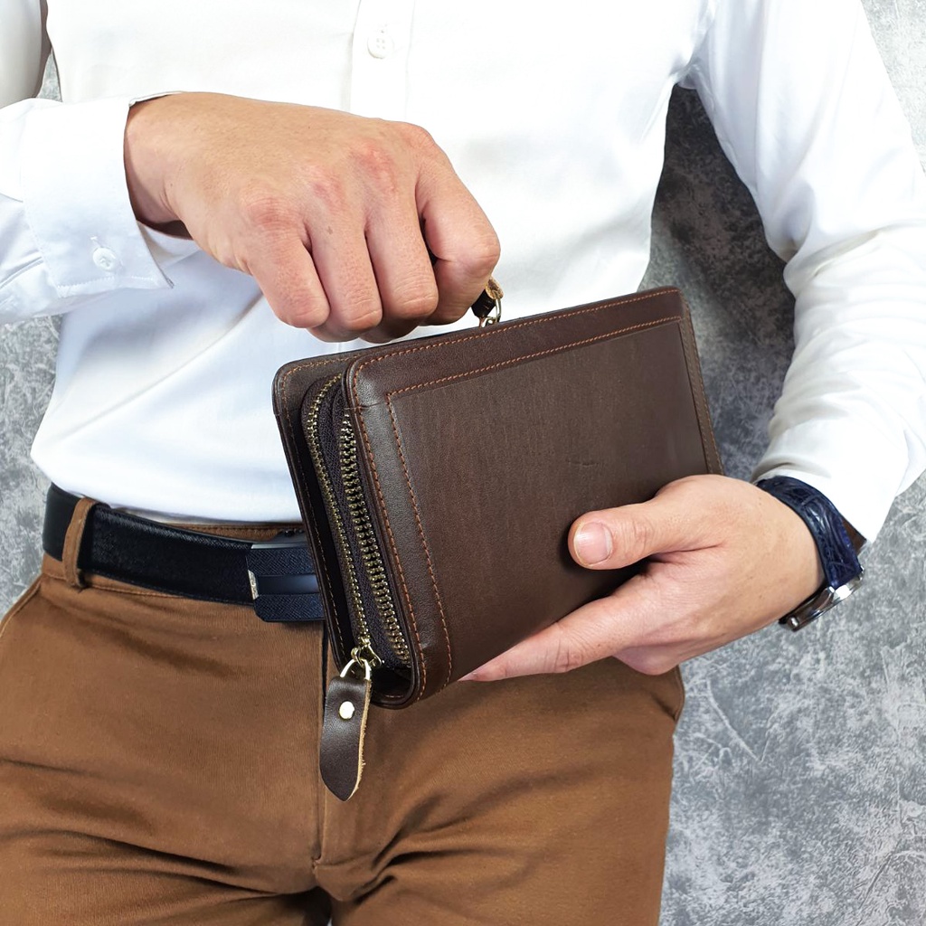 Clutch cầm tay nam da bò thật CL140LEA  - 100% da bò thật, BH 3 năm