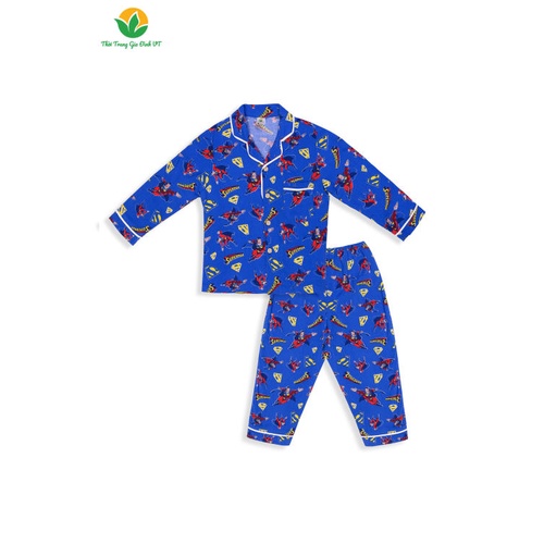 Bộ đồ pijama bé trai thu đông Việt Thắng, quần dài, áo dài, chất lanh - B70.2103