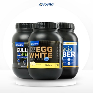 OVOVITA Bộ Ba Egg White Protein 560gr + Acacia Fiber 360gr + Collagen Peptides 390gr Tăng Cơ Toàn Diện