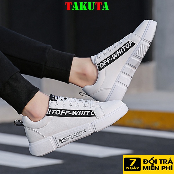 Giày Sneaker Nam thể thao màu trắng cổ cao cho học sinh phong cách Hàn Quốc TAKUTA mã ODR