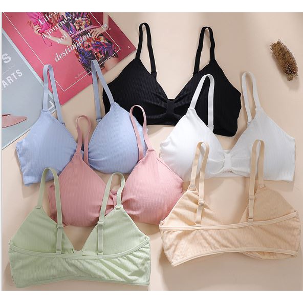 [RẺ VÔ ĐỊCH] Áo bra nữ len tăm hình nơ thể thao âng ngực - Áo bralette coton mềm không gọng mút mỏng Y27