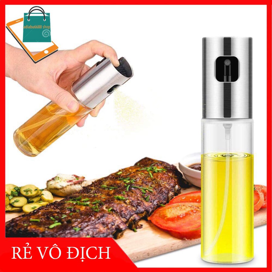 [ Sản Phẩm Mới ] Bình Xịt Dầu Ăn Và Gia Vị Thuỷ Tinh Nắp Inox 100ml