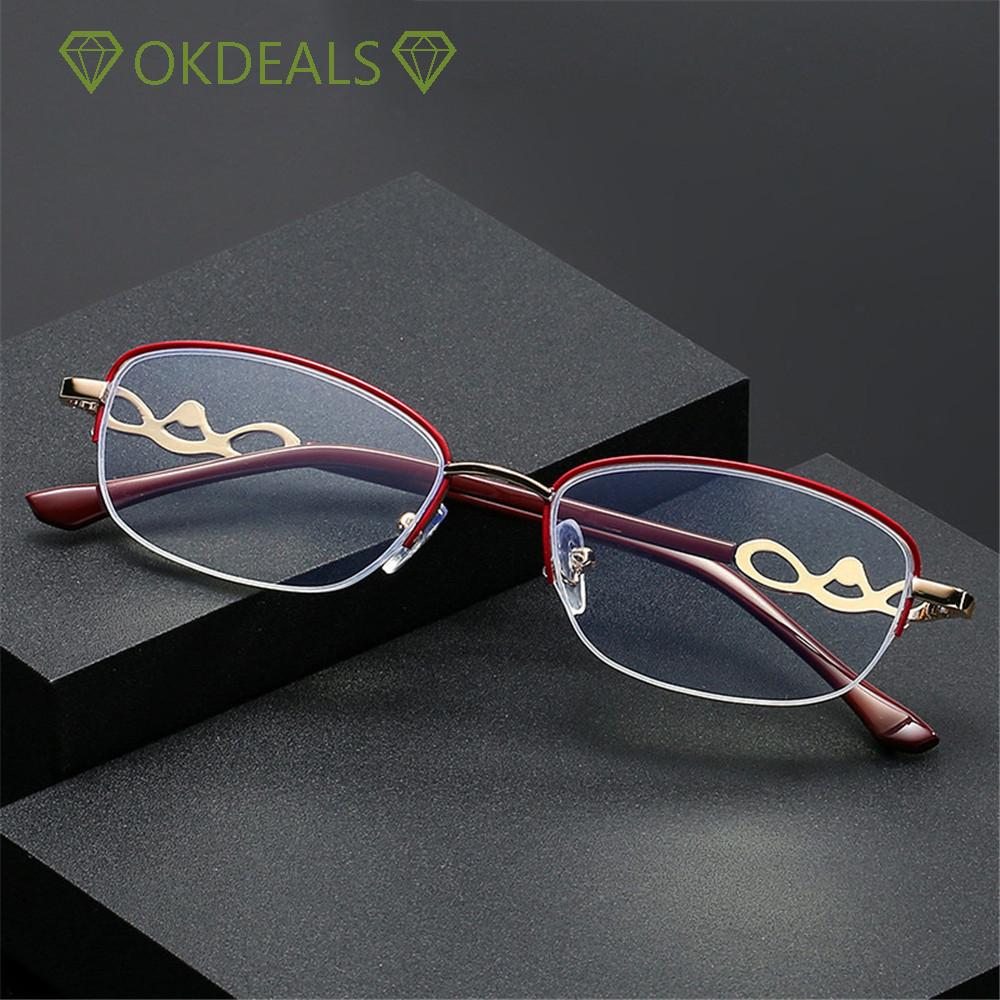 💎OKDEALS💎 Luxury Presbyopic Eyeglasses Radiation Protection Computer Goggles Anti Blue Light Reading Glasses Anti-UV Women Fashion Transparent Anti-fatigue Metal Frame...