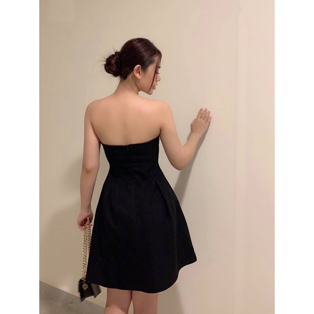 Đầm dáng xòe cúp ngực đen phối trắng cao cấp | BigBuy360 - bigbuy360.vn