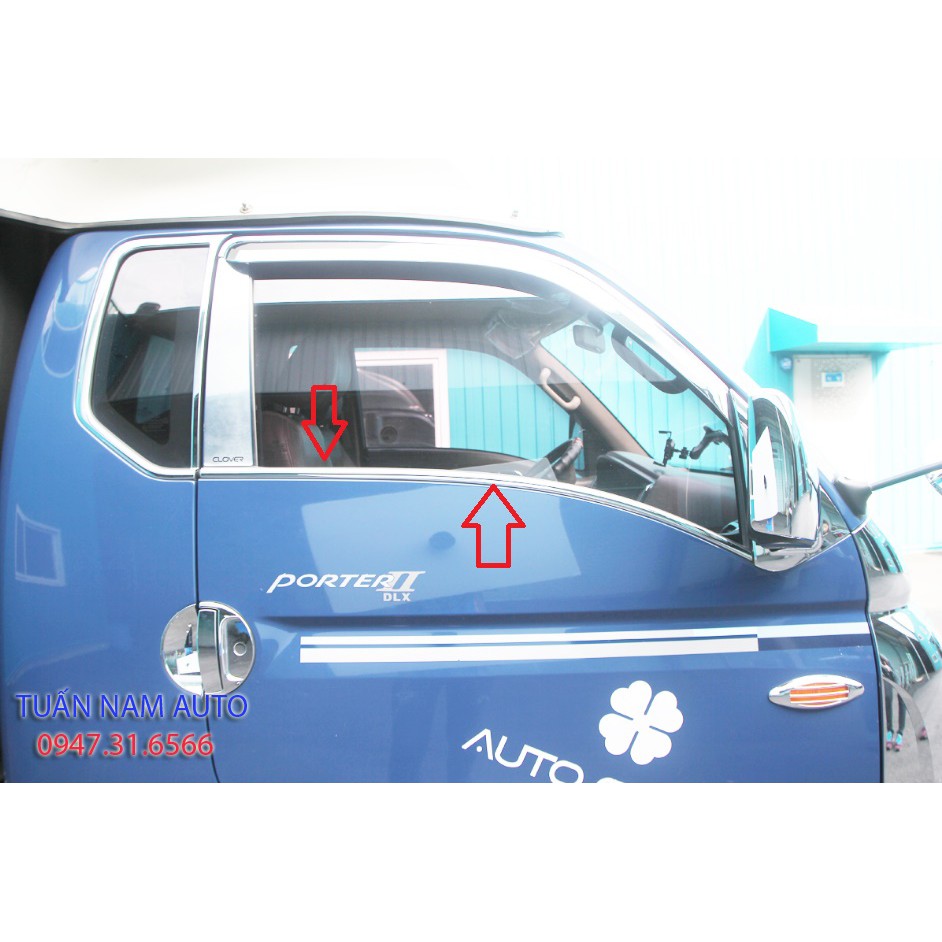 NẸP CHÂN KÍNH CROM XE TẢI H100, H150, PORTER II + Korea Auto Clover