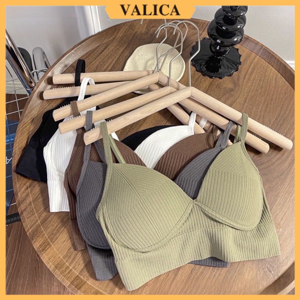 Áo bra 2 dây tập gym - Áo ngực không gọng hở lưng - Bra nữ chất cotton có mút mỏng VALICA B614