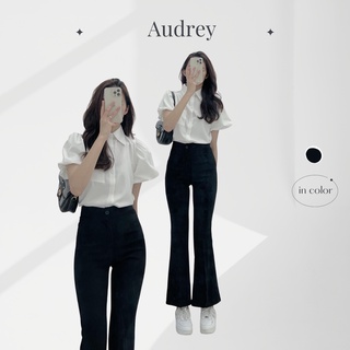 Q828 Quần ống loe AUDREY nữ lưng cạp cao co giãn form đẹp vải tuyết mưa dày dặn dáng dài