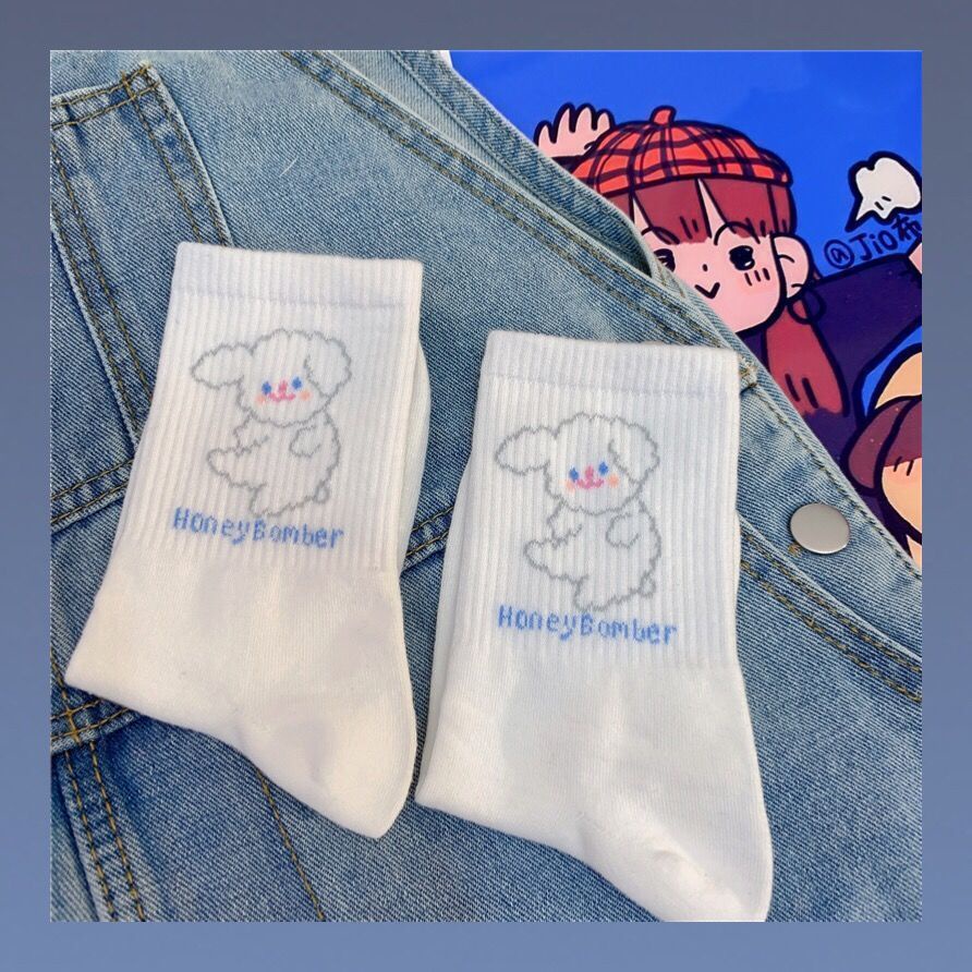 Vớ Cotton Cổ Trung In Họa Tiết Hoạt Hình Phong Cách Lolita Nhật Bản Dễ Thương Thời Trang Cho Nữ