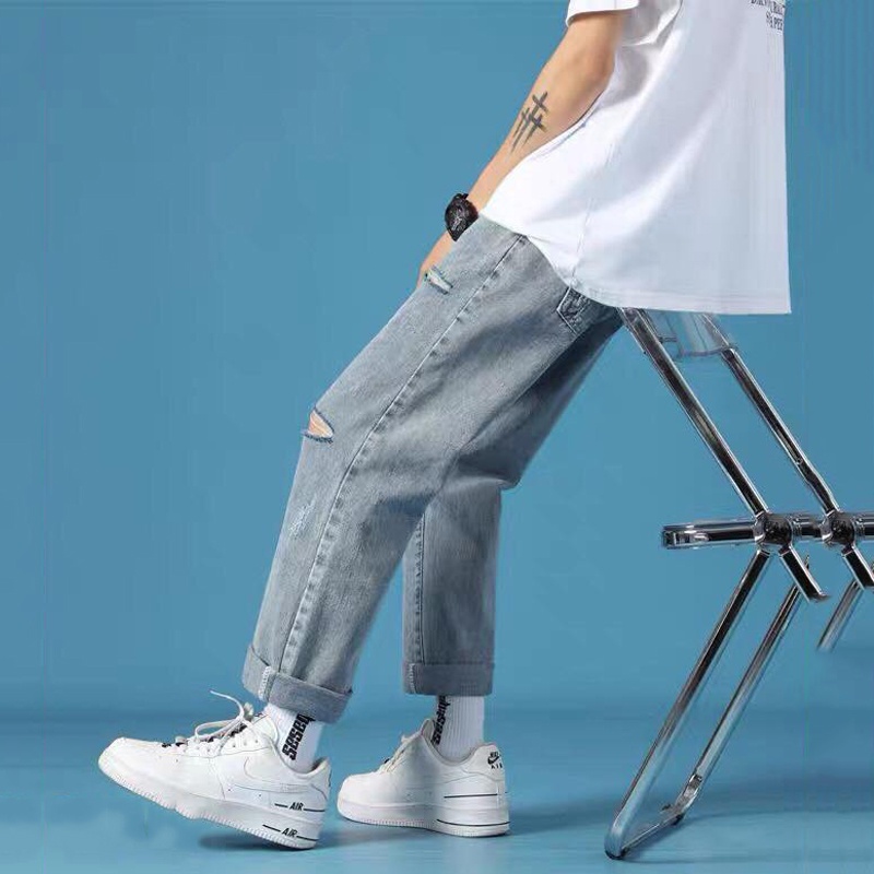 Quần Jeans Baggy Nam Xám Trơn Ống Rộng Suông Dáng Đứng Cạp Cao Chất Vải Bò Mịn Đẹp Không Xù Lông Không Bai Gião